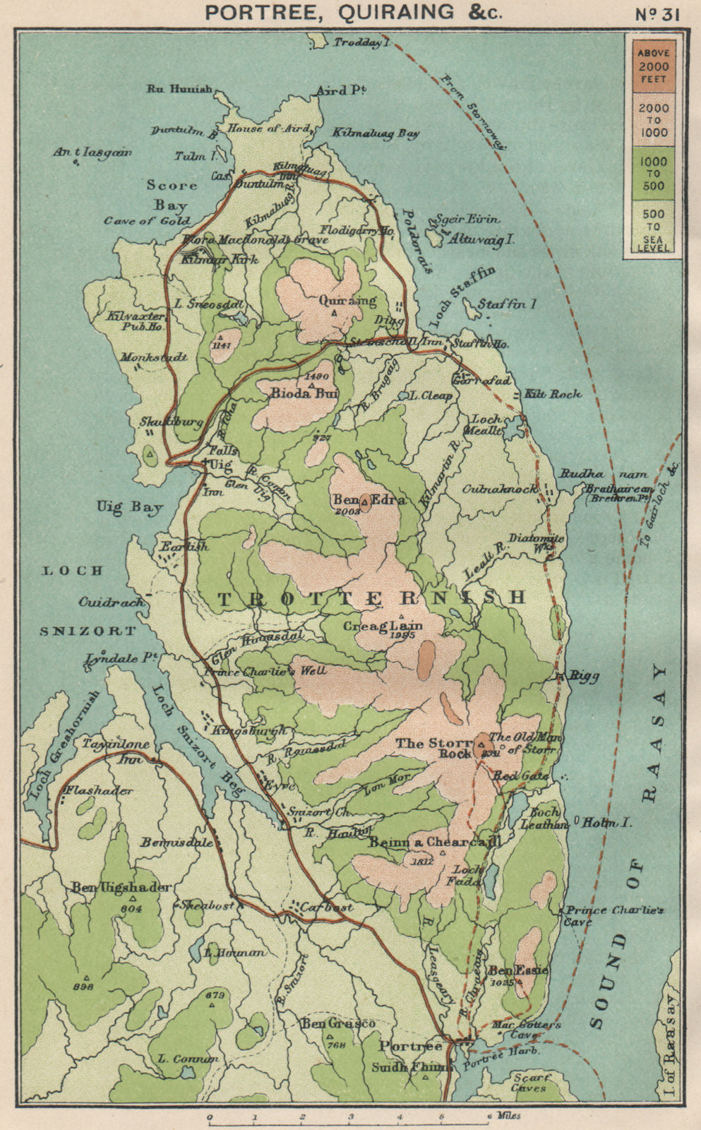 TROTTERNISH. Portree Quiraing Uig. Old Man of Storr Isle of Skye 1908 map